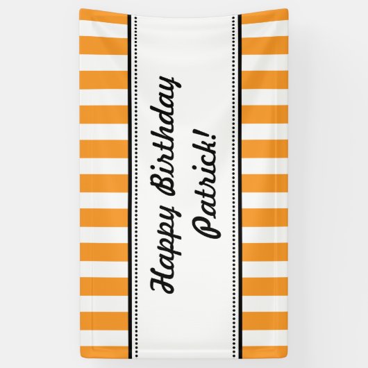 Oranje-witte-vogelbanenstripes Spandoek (Verticaal)