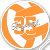 oranje witte volleybal team kleuren sticker (Voorkant)