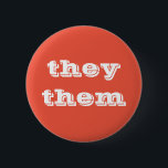 Oranje witte voornaamwoord Button zij/hen<br><div class="desc">Oranje witte voornaamwoord Button zij/hen.</div>