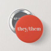 Oranje witte voornaamwoord Button zij/hen (Voorkant /achterkant)