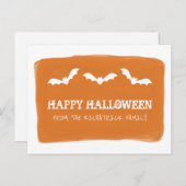 Oranje witte Waterverf vleermuizen Halloween Brief Briefkaart (Voorkant / Achterkant)