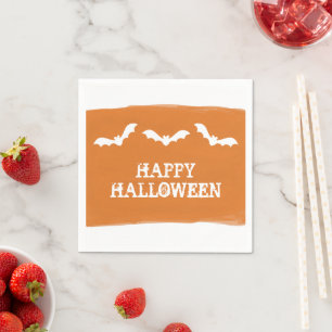Oranje witte Waterverf vleermuizen Halloween Servetten