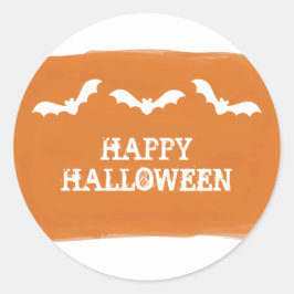 Oranje witte Waterverf vleermuizen Halloween Stick Ronde Sticker