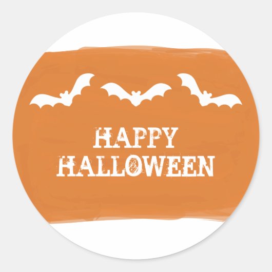Oranje witte Waterverf vleermuizen Halloween Stick Ronde Sticker (Voorkant)