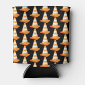 Oranje witte wegmarkering Grappige snelweg kegels Blikjeskoeler (Voorkant)