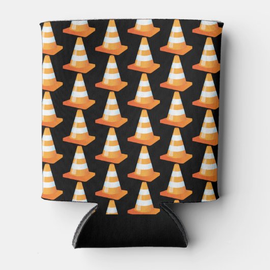 Oranje witte wegmarkering Grappige snelweg kegels Blikjeskoeler (Voorkant)