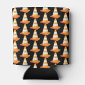 Oranje witte wegmarkering Grappige snelweg kegels Blikjeskoeler (Achterkant)