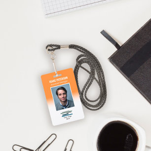 Oranje Witte Werknemersfoto Bedrijfslogo Badge