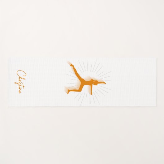 Oranje-witte yogapose met aangepaste naam yogamat (Voorkant (horizontaal))