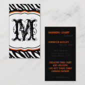 Oranje Witte Zebra Print Patroon Visitekaartje (Voorkant / Achterkant)