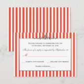 Oranje, Witte, Zilveren Gestreepte Scroll RSVP Kaa Kaart (Voorkant / Achterkant)