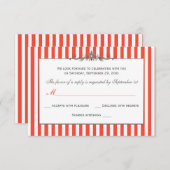 Oranje, witte, zilverstripte RSVP-kaart met schuif Kaart (Voorkant / Achterkant)