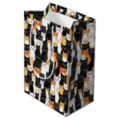 Oranje Witte Zwarte Katten Halloween Medium Gift B Cadeauzakje (Achterkant Gekanteld)