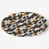 Oranje witte zwarte katten Halloween Papieren Bordje (Gekanteld)