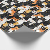 Oranje witte zwarte katten Verjaardag Cadeaupapier (Hoek)