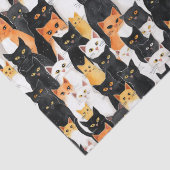 Oranje witte zwarte katten Verjaardag Tissuepapier (Detail)