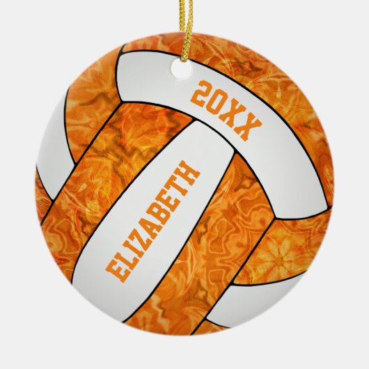 oranje witvolleybalteam kleuren girale keramisch ornament (Voorkant)