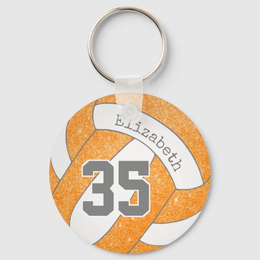 oranje witvolleybalzak label w jersey number sleutelhanger (Voorkant)