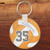 oranje witvolleybalzak label w jersey number sleutelhanger (Achterkant)
