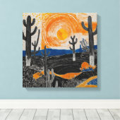 Oranje woestijncactus Waterverf muurkunst Canvas Afdruk (Insitu (Houten vloer))