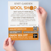 Oranje wol Winkel, Knitting Store, Garn Store Flyer (Hand)