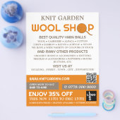 Oranje wol Winkel, Knitting Store, Garn Store Flyer (Enkel)