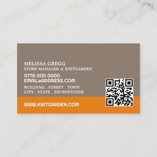 Oranje wol Winkel, Knitting Store, Garn Store Visitekaartje (Achterkant)