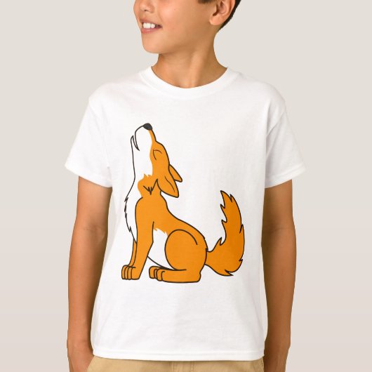 Oranje Wolf Pup Howling T-shirt (Voorkant)