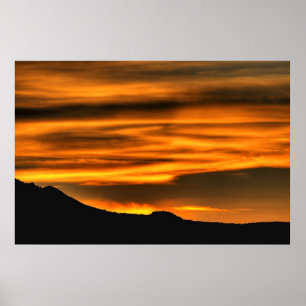 Oranje wolkenlijnen poster