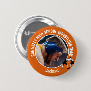 Oranje worstelteam foto middelbare school worstela ronde button 5,7 cm