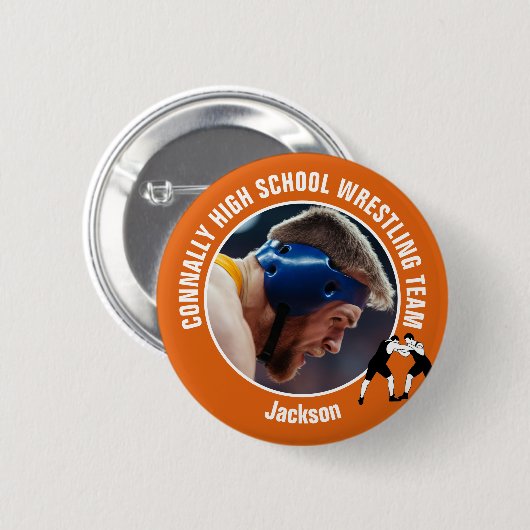 Oranje worstelteam foto middelbare school worstela ronde button 5,7 cm (Voorkant /achterkant)