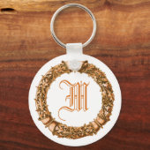 Oranje Wreath Monogrammed Sleutelhanger (Voorkant)