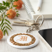 Oranje Wreath Monogrammed Sleutelhanger (Zijkant)