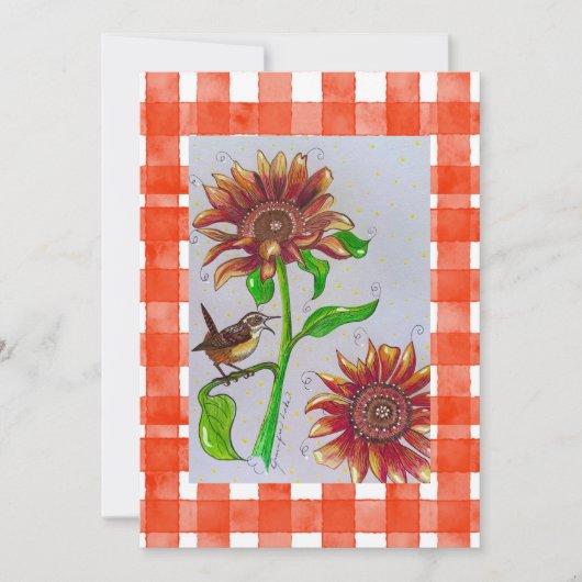 Oranje Wren-uitnodiging Kaart (Voorkant)