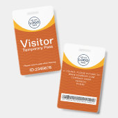 Oranje Yellow Corporate Visitor Pass ID Barcode Badge (Voor- en achterkant)