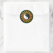 Oranje Yin Yang Balanced Sun Ronde Sticker (Tas)