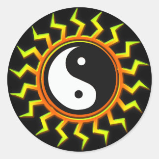 Oranje Yin Yang Balanced Sun Ronde Sticker