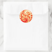 Oranje Yin Yang Dragon Ronde Sticker (Tas)
