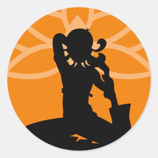 Oranje Yoga Silhouet Sticker (Voorkant)