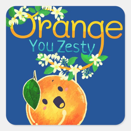 Oranje You Zesty - Punny Garden Vierkante Sticker (Voorkant)