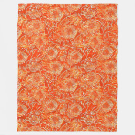 Oranje zachtbloemen fleece deken