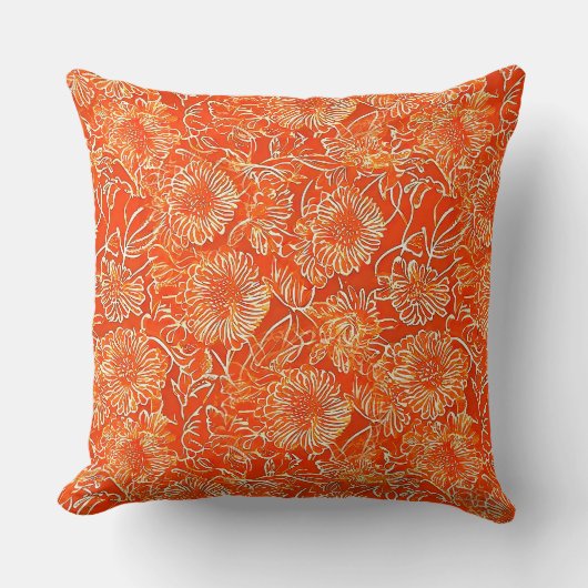 Oranje zachtbloemen kussen (Voorkant)