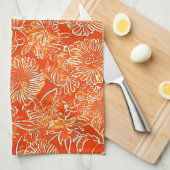 Oranje zachtbloemen theedoek (Quarter Fold)