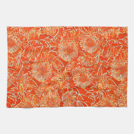 Oranje zachtbloemen theedoek