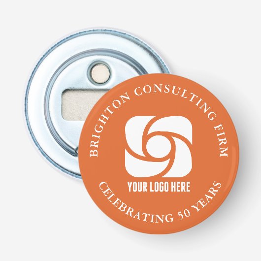 Oranje Zakelijk Logo Aangepaste Zakelijke Feest Button Flesopener (Voorkant)