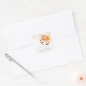 Oranje Zand Kust Krab Zee Bruidsboeket Vierkante Sticker (Envelop)