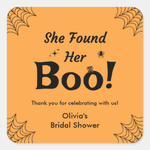 Oranje Ze Heeft Haar Boo Halloween Bruiloftsfeest  Vierkante Sticker