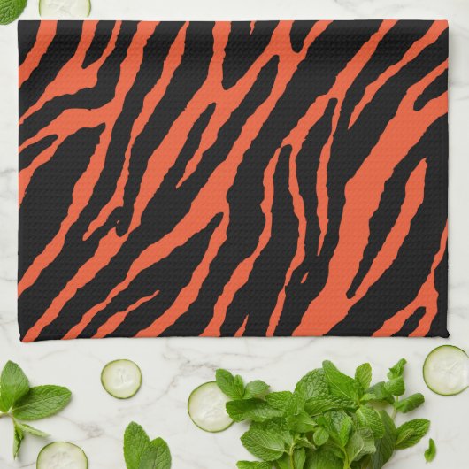 Oranje Zebra keukenhanddoek (Gevouwen)