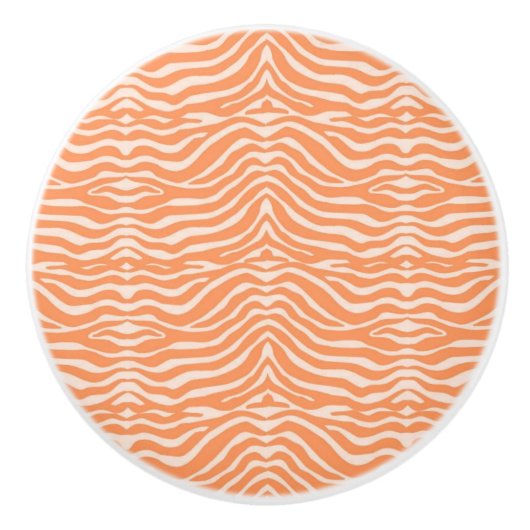 Oranje Zebra Pattern Keramische Knop (Voorkant)