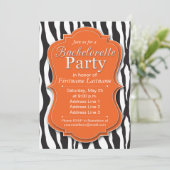 Oranje Zebra Print Bachelorette Party uitnodiginge Kaart (Staand voorkant)